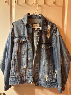 Forever 21 Distressed Denim Jean Jacket