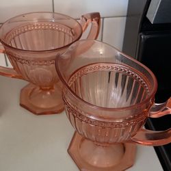 Antique Pink Glass Cream & Sugar Dish