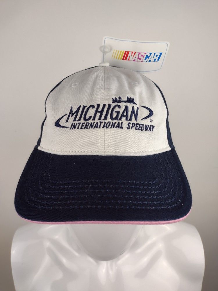 Michigan International Speedway NASCAR Blue White Pink Ladies Hat Cap **NEW**