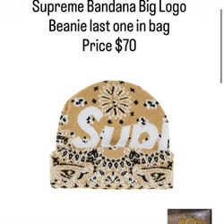 🔥Supreme Bandana Big Logo Beanie TAN