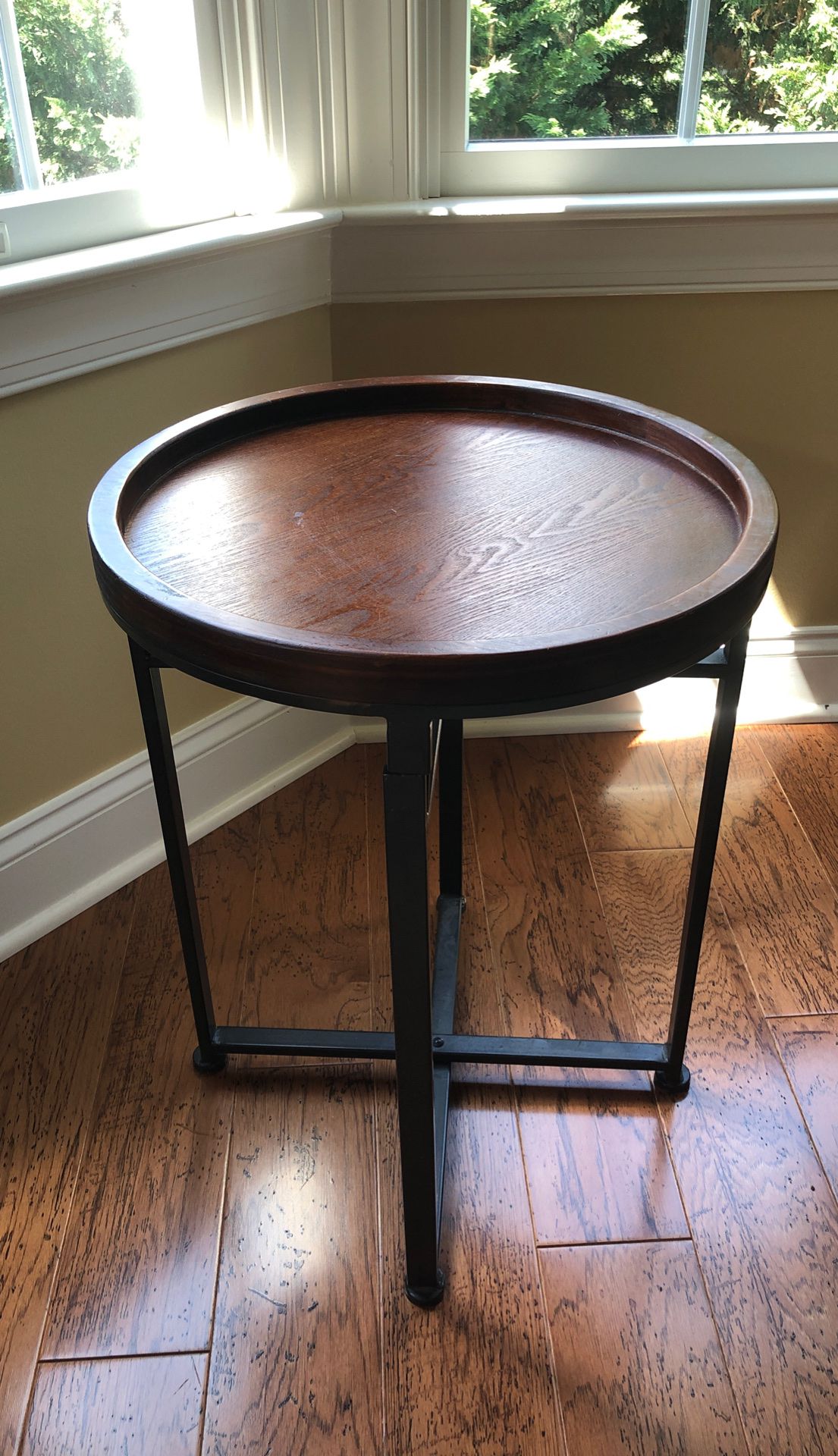 Small wood and metal side table