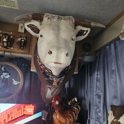 Life Size Bull Headhead Fiberg From The 1970s