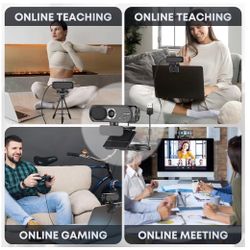 1080P HD Webcam with Microphone, Noise Cancellation, Privacy