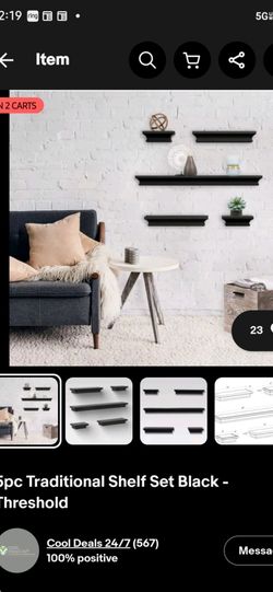 Melannco Set of 5 Wood Wall floating shelves. NEW
