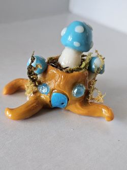 Handcrafted Good Luck Charm Catseye Fairy Log  House