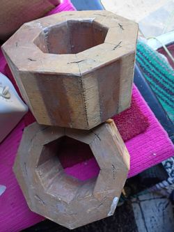 Two Matching Thick Wooden Octagon Shaped Pieces