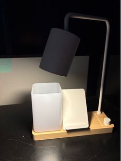White Desk Lamp with Pencil Holder