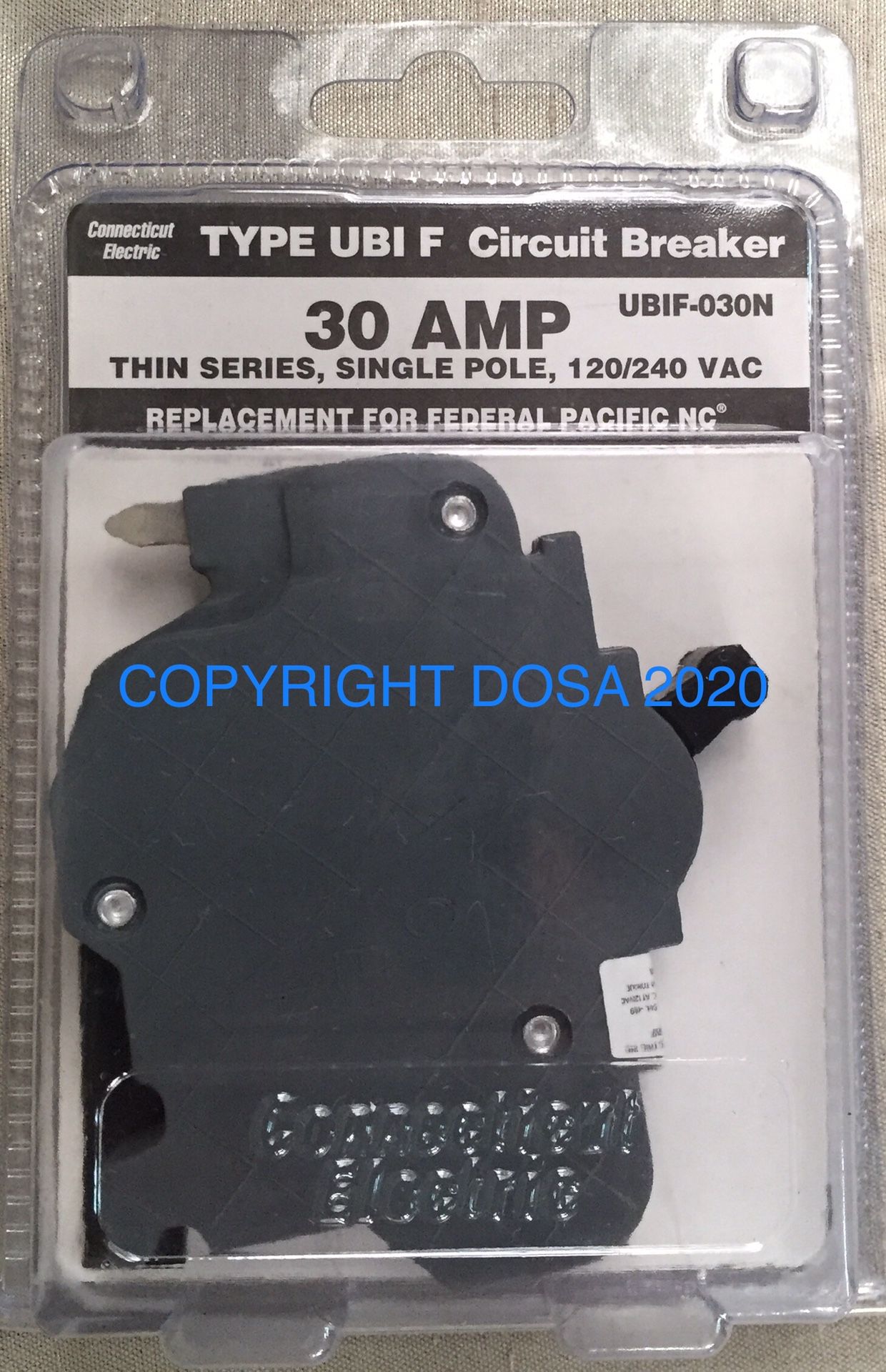 Federal Pacific 30A Circuit Breaker, UBIF-030N