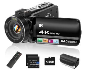4K UHD 64MP Camcorder – Vlogging Camera for YouTube – 18x Digital Zoom – 3-inch, 270° Rotation
