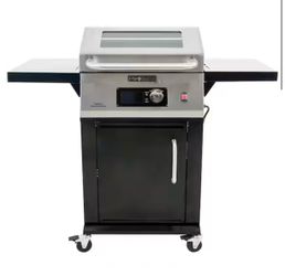 Outdoor Electric Grill in Black with Stainless Steel Lid and Control Panel