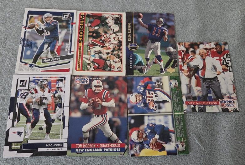 Lot of 7 New England Patriots Quarterbacks/HC NFL Football Cards