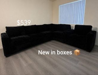 XL sectional sofa black Fur-Like Jumbo Corduroy