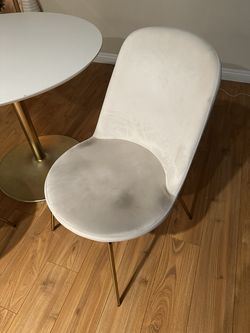 2 Cream Velvet Dining Chairs with Gold Legs
