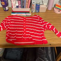 Red And White Striped long Sleeve Shirt 