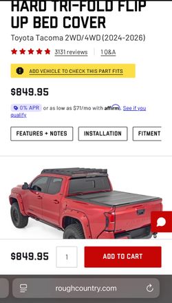 Tacoma Tri fold bed cover hard top