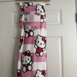 HELLO KITTY THROW BLANKET PINK WHITE 