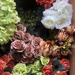 artificial flowers roses greenery