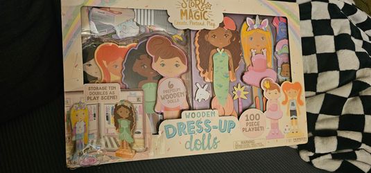 Story  magic wooden  dress up dolls play set