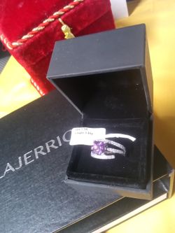 Amethyst And Sterling Silver Princess Cut 925 Cocktail Ring