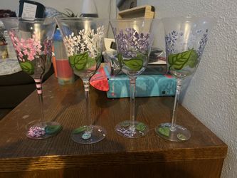Hand Painted Stemmed Wine Glasses
