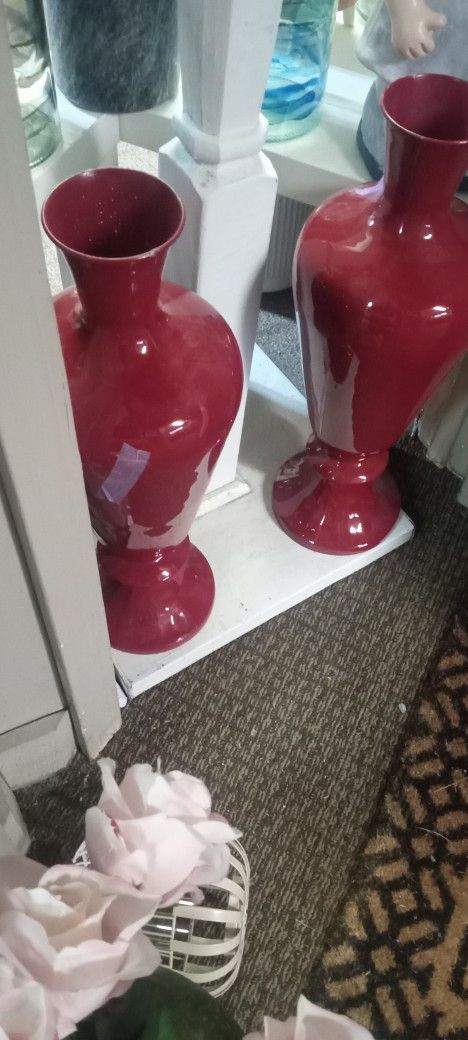 New Set Of Red Heavy Duty Floor Vases 40 Each