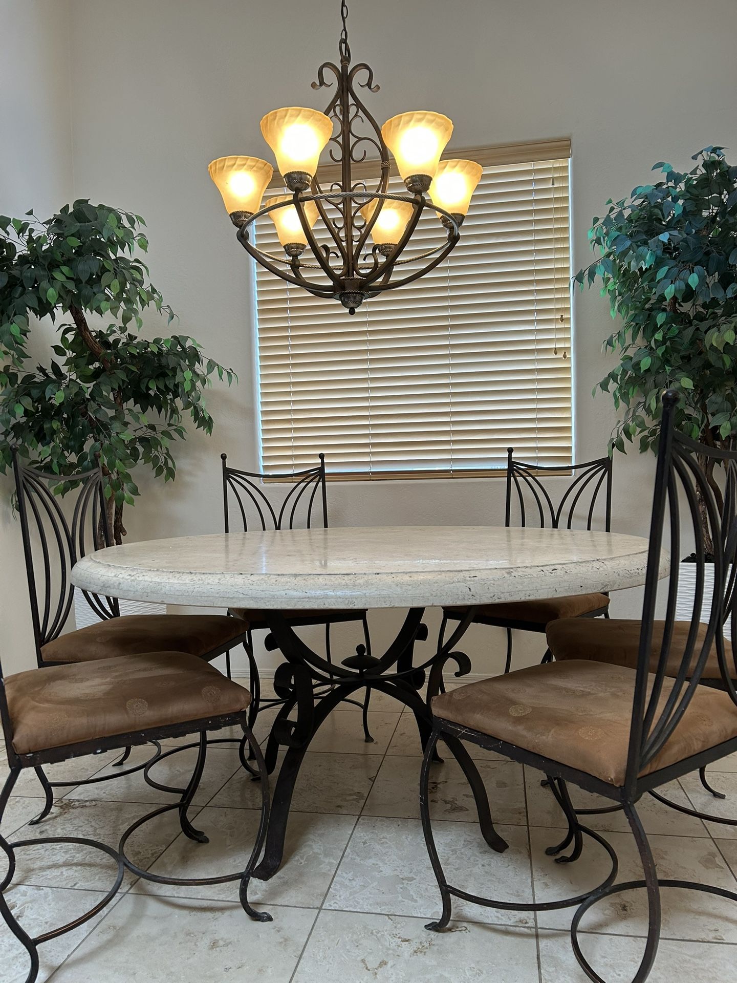Carrera Travertine 60” Table And Chairs
