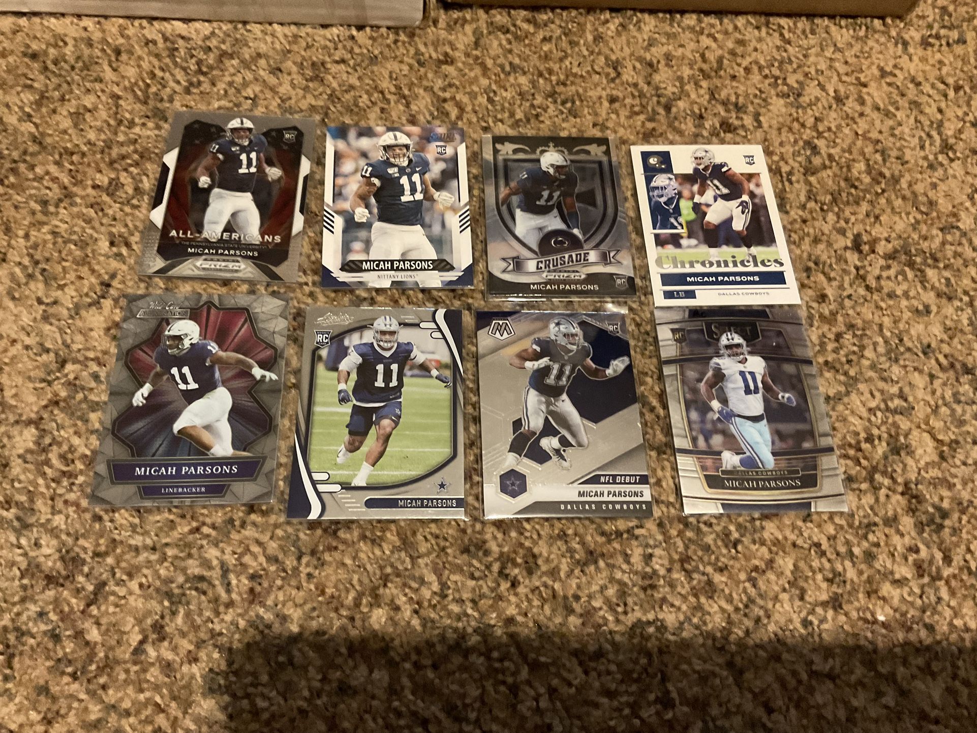 8 Micah Parsons 2021 Rookie Football Cards Dallas Cowboys Rookie Of The Year Pro Bowl