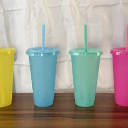 4 Pack Tumbler Cup With Straw And Lid 