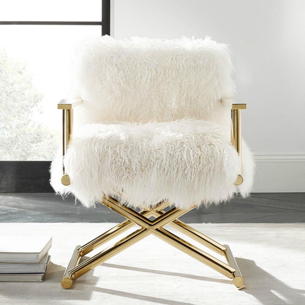 Lamb Fur Directors Accent Chair