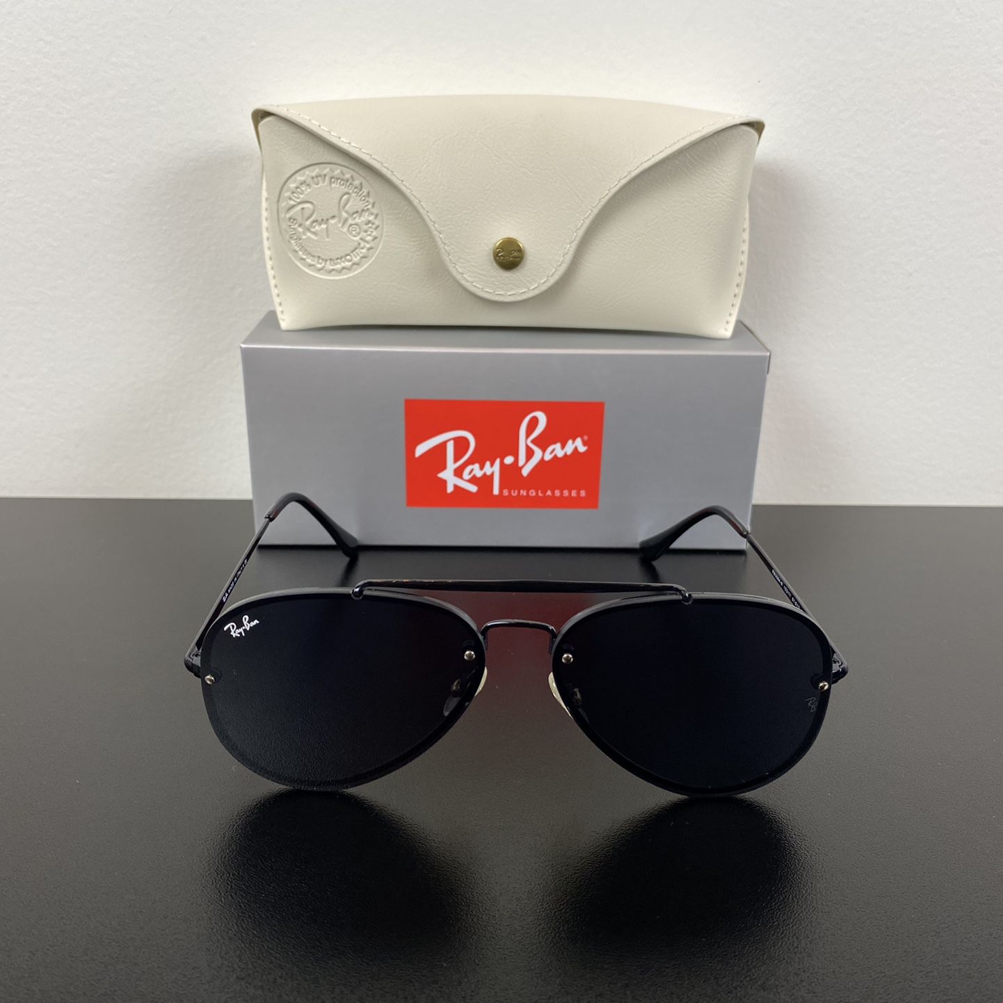 Ray-Ban RB3584 Blaze Aviator Sunglasses Size 61-13-140 All Black With Premium Case