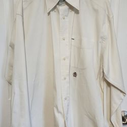 Tommy Hilfiger Button Down Shirt Classic Yvory Long Sleeve Men's Sz M  Cotton 