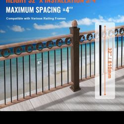 VEVOR Staircase Metal Balusters, 3/4'' Round x 32''  Aluminum Decorative  Spindles, 125 Pack Deck