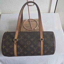 LOUIS VUITTON Papillon 26 Handbag Monogram Canvas Brown Barrel Authentic