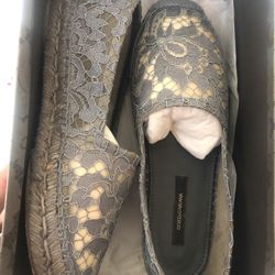DOLCE & GABBANA LACE ESPADRILLES FLATS SZ 9 RTL $545