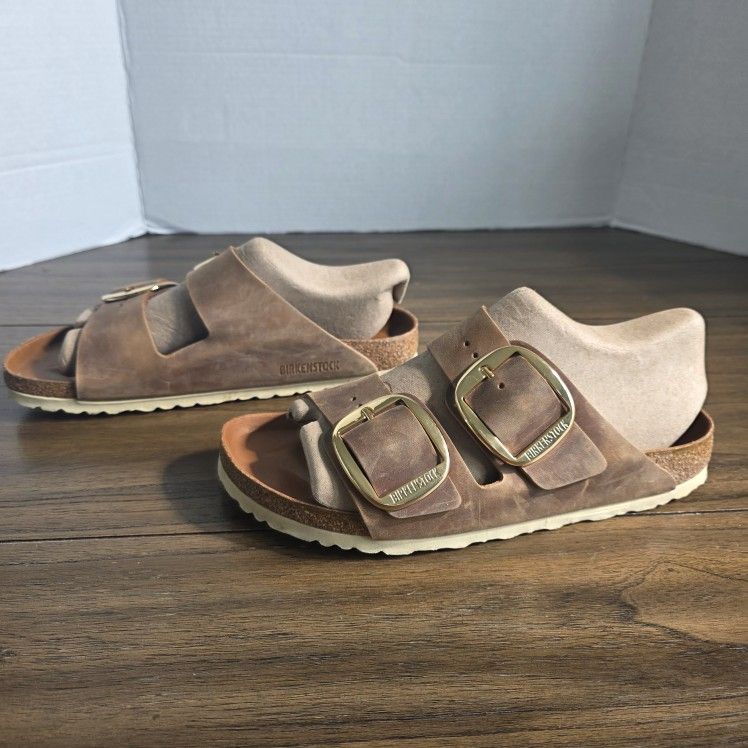 Birkenstock Arizona Big Buckle Oiled Leather  Cognac Sandals Size 41/10-10.5