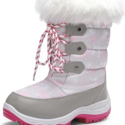 Stylish Pink and Gray Winter Snow Boots