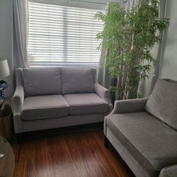 Living Room Couch And Love Seat Set - Gray 3 Years Old 