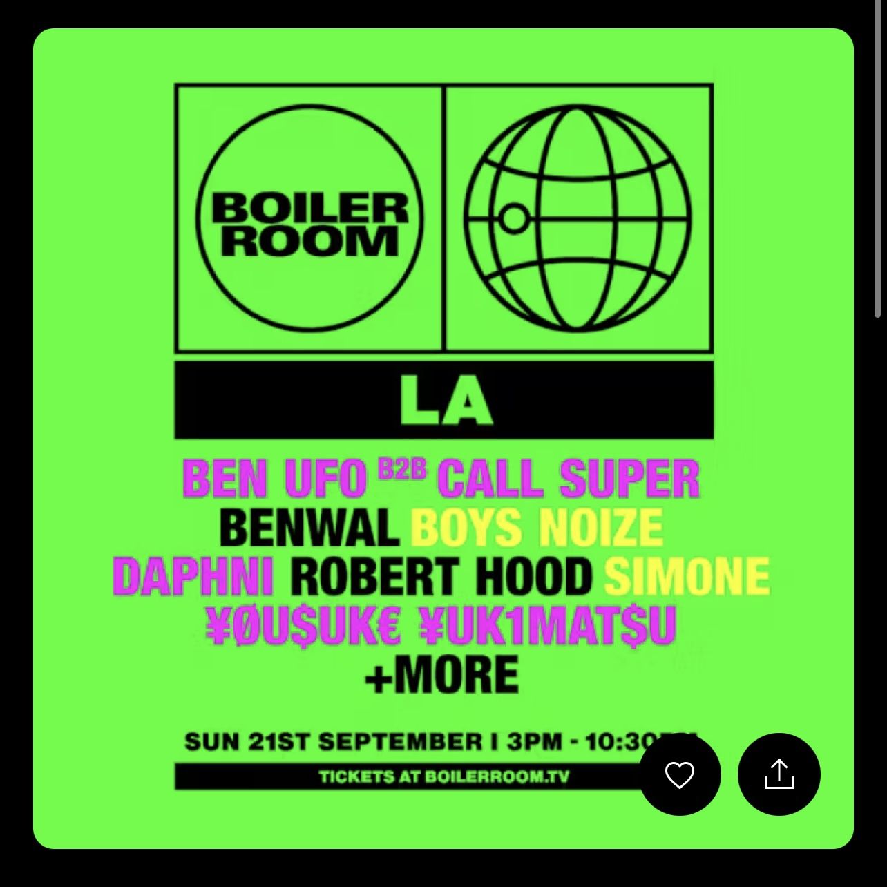 Yousuke Yukimatsu Boiler Room LA Sunday 9/21