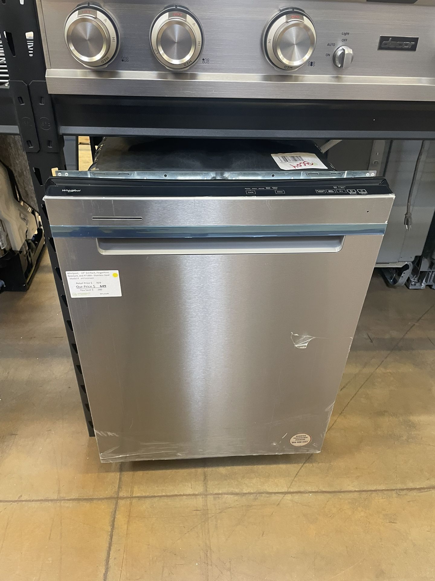 Whirlpool 24 Inch Wide Dishwasher Stainless Steel