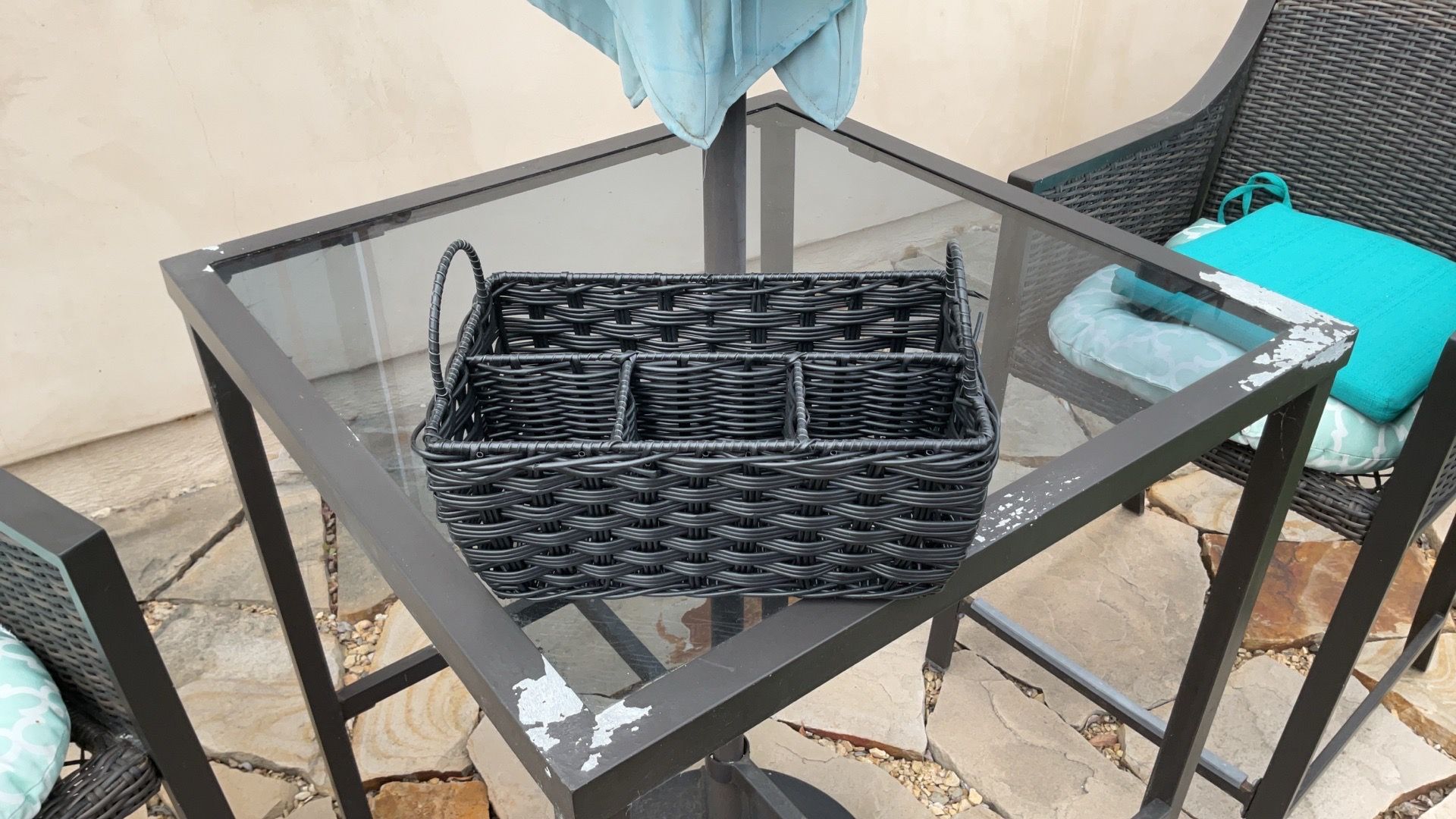 Basket for picnic utensils etc
