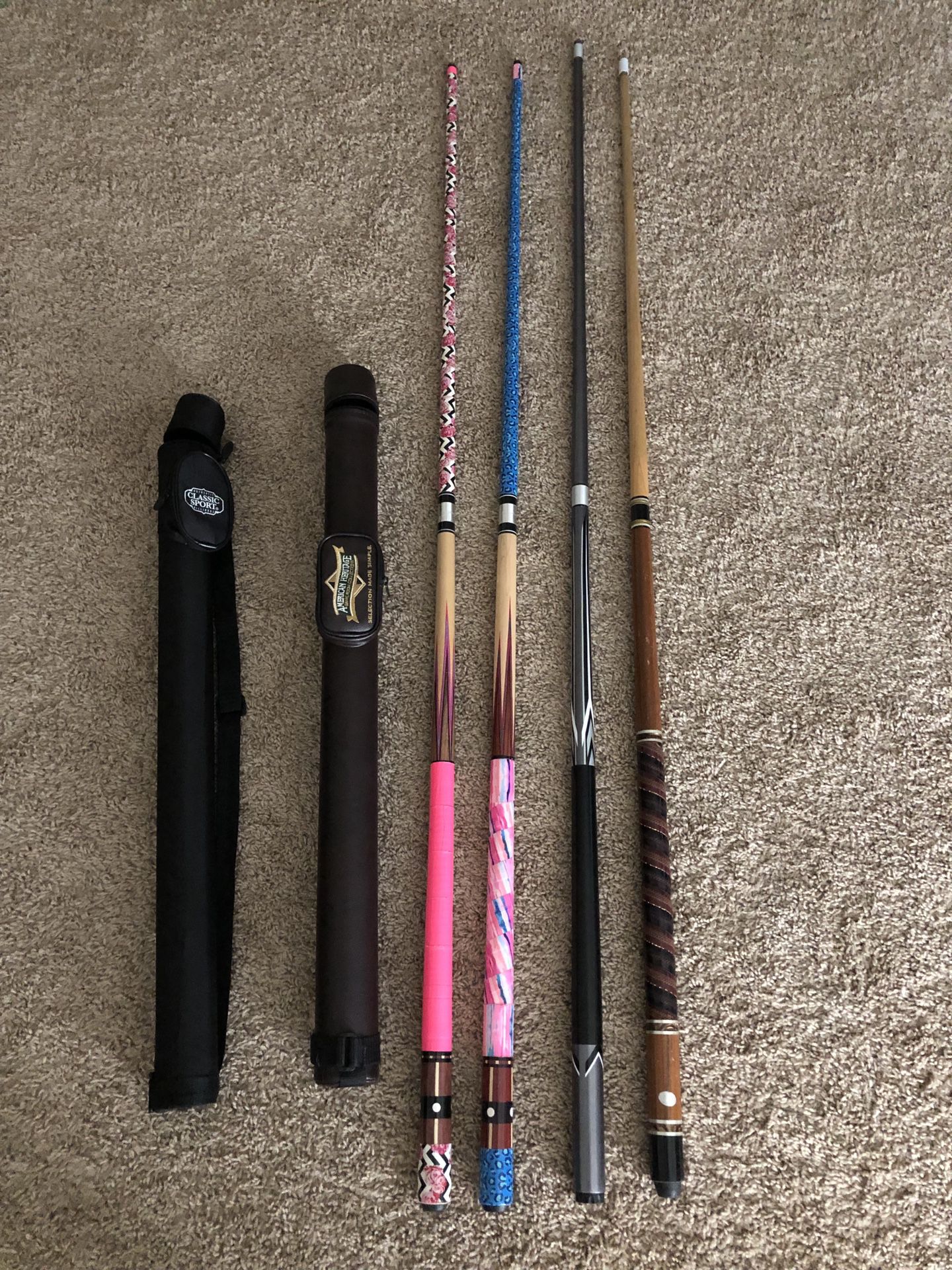 Pool sticks and cases