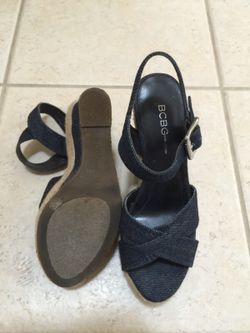 BCBG Navy Blue Wedge Sandals
