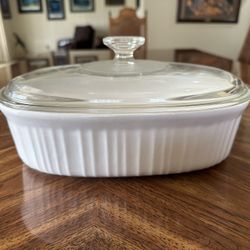 CorningWare French White 2.5 Qt Oval Casserole Dish with Pyrex Glass Lid