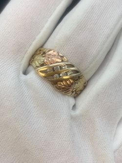 Mens diamond black hills gold ring #33943