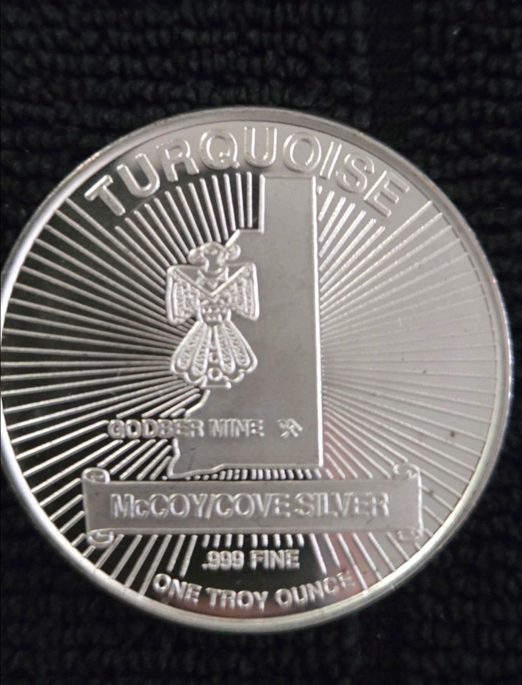 1 oz .999 "Turquoise" Fine Silver Round 1995