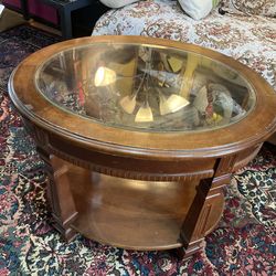 Wood and glass side table, coffee table