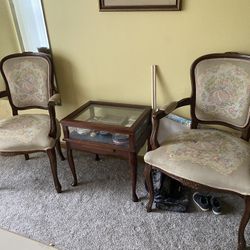 2 18th Century Tapestry Needle Point Wood Chairs