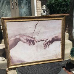 Creation of Adam (Interpretation)' by Michelangelo - Picture Frame Painting Print on Canvas