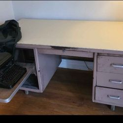 Steeltanker Desk And Typewriter