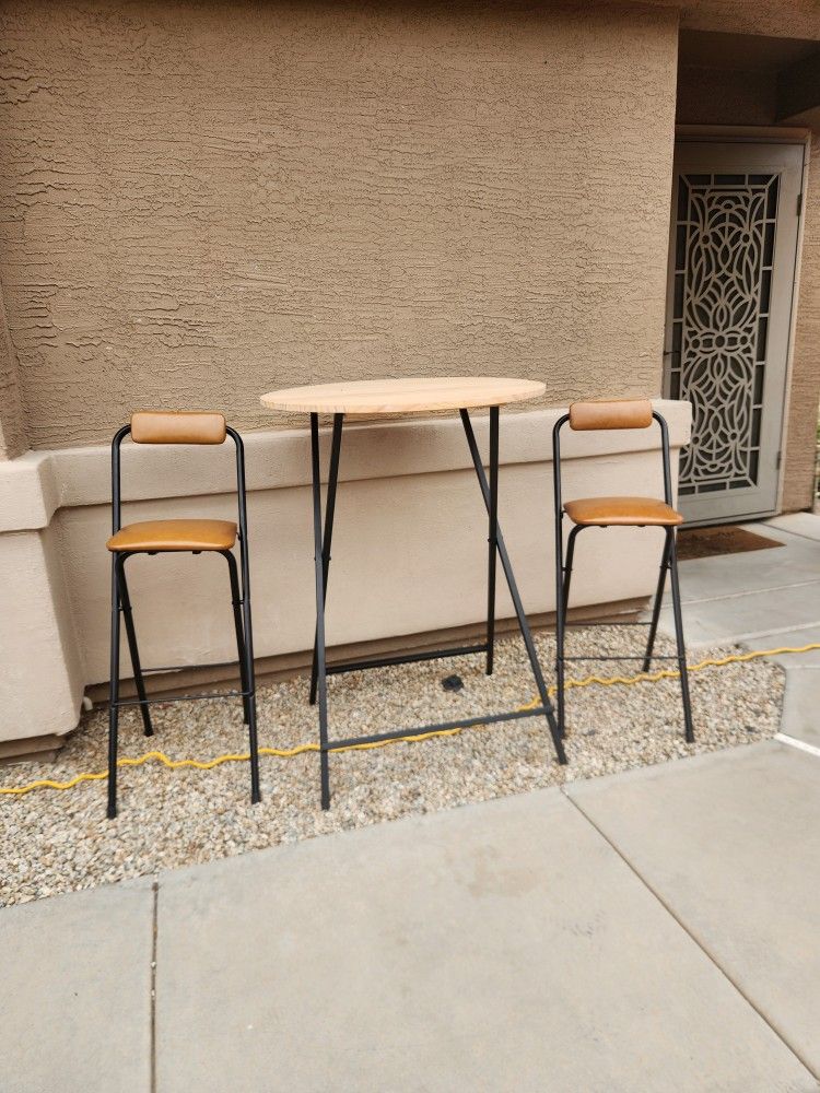Bar Table With 2 Folding Chairs
